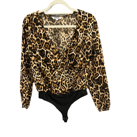 BB Dakota Ride or Tie Bodysuit Animal Leopard Print Top Black - Picture 1 of 1
